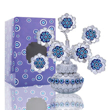 Load image into Gallery viewer, Silver Flowers with Evil Eyes in Feng Shui Money Pot Desktop Ornament - Ornament
