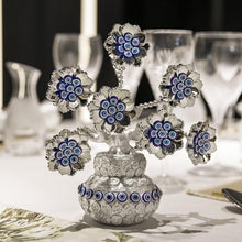 Load image into Gallery viewer, Silver Flowers with Evil Eyes in Feng Shui Money Pot Desktop Ornament - Ornament