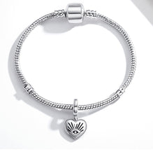 Load image into Gallery viewer, Silver Heart Shaped Evil Eye Pendant - Pendant