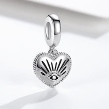 Load image into Gallery viewer, Silver Heart Shaped Evil Eye Pendant - Pendant