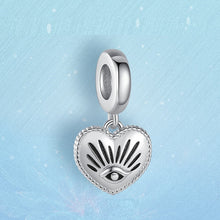 Load image into Gallery viewer, Silver Heart Shaped Evil Eye Pendant - Pendant
