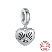 Load image into Gallery viewer, Silver Heart Shaped Evil Eye Pendant - Pendant