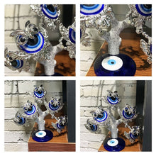 Load image into Gallery viewer, Silver Owls Themed Evil Eye Desktop Ornament - Ornament