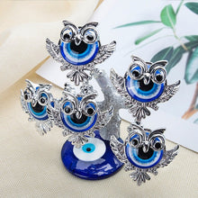Load image into Gallery viewer, Silver Owls Themed Evil Eye Desktop Ornament - Ornament