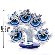 Load image into Gallery viewer, Silver Owls Themed Evil Eye Desktop Ornament - Ornament