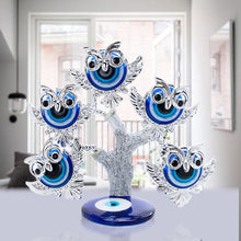 Load image into Gallery viewer, Silver Owls Themed Evil Eye Desktop Ornament - Ornament