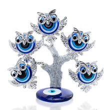 Load image into Gallery viewer, Silver Owls Themed Evil Eye Desktop Ornament - Ornament