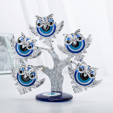Load image into Gallery viewer, Silver Owls Themed Evil Eye Desktop Ornament - Ornament