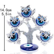 Load image into Gallery viewer, Silver Owls Themed Evil Eye Desktop Ornament - Ornament
