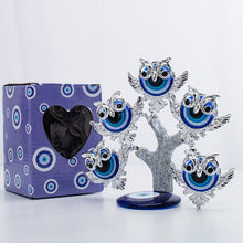 Load image into Gallery viewer, Silver Owls Themed Evil Eye Desktop Ornament - Ornament