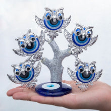 Load image into Gallery viewer, Silver Owls Themed Evil Eye Desktop Ornament - Ornament