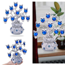 Load image into Gallery viewer, Silver Owls with Evil Eyes in Feng Shui Money Bag Desktop Ornament - Ornament