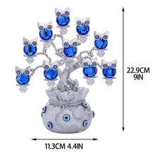 Load image into Gallery viewer, Silver Owls with Evil Eyes in Feng Shui Money Bag Desktop Ornament - Ornament