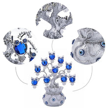 Load image into Gallery viewer, Silver Owls with Evil Eyes in Feng Shui Money Bag Desktop Ornament - Ornament