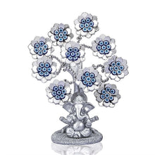 Load image into Gallery viewer, Silver Petals Evil Eye Ornament with Mighty Lord Ganesha - OrnamentOne Size