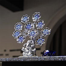 Load image into Gallery viewer, Silver Petals Evil Eye Ornament with Mighty Lord Ganesha - OrnamentOne Size