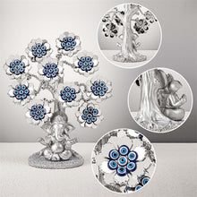 Load image into Gallery viewer, Silver Petals Evil Eye Ornament with Mighty Lord Ganesha - OrnamentOne Size