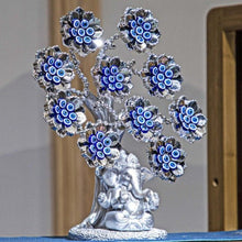 Load image into Gallery viewer, Silver Petals Evil Eye Ornament with Mighty Lord Ganesha - OrnamentOne Size