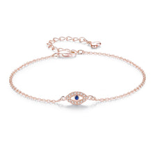 Load image into Gallery viewer, Simple Eye Shaped Evil Eye Silver Bracelets - BraceletRose Gold