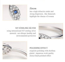 Load image into Gallery viewer, Single Blue and White Stone Eye Shape Evil Eye Silver Ring - Ring8