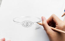 Load image into Gallery viewer, Single Blue and White Stone Eye Shape Evil Eye Silver Ring - Ring8