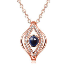 Load image into Gallery viewer, Single Blue Stone Abstract Evil Eye Silver Necklaces - NecklaceRose Gold