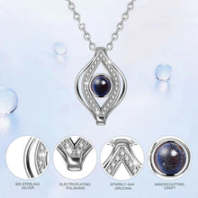 Load image into Gallery viewer, Single Blue Stone Abstract Evil Eye Silver Necklaces - NecklaceRose Gold