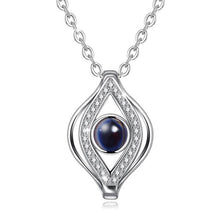 Load image into Gallery viewer, Single Blue Stone Abstract Evil Eye Silver Necklaces - NecklaceSilver