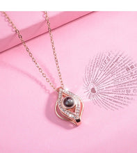 Load image into Gallery viewer, Single Blue Stone Abstract Evil Eye Silver Necklaces - NecklaceRose Gold
