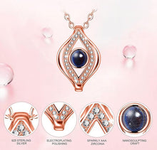 Load image into Gallery viewer, Single Blue Stone Abstract Evil Eye Silver Necklaces - NecklaceRose Gold