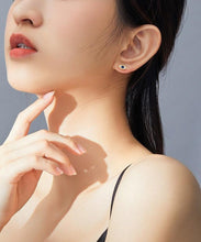 Load image into Gallery viewer, Single Blue Stone and White Stones Evil Eye Silver Stud Earrings - Earrings