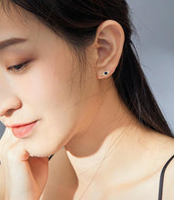 Load image into Gallery viewer, Single Blue Stone and White Stones Evil Eye Silver Stud Earrings - Earrings