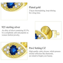 Load image into Gallery viewer, Single Blue Stone and White Stones Evil Eye Silver Stud Earrings - Earrings