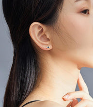 Load image into Gallery viewer, Single Blue Stone and White Stones Evil Eye Silver Stud Earrings - Earrings