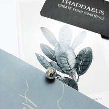 Load image into Gallery viewer, Single Blue Stone Engraved Spherical Silver Charm Bead - Charm Bead