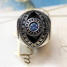 Load image into Gallery viewer, Single Blue Stone Engraved Spherical Silver Charm Bead - Charm Bead