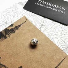 Load image into Gallery viewer, Single Blue Stone Engraved Spherical Silver Charm Bead - Charm Bead