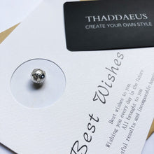 Load image into Gallery viewer, Single Blue Stone Engraved Spherical Silver Charm Bead - Charm Bead