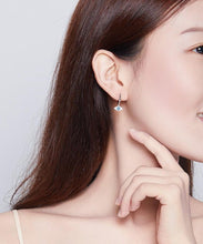 Load image into Gallery viewer, Single Blue Stone Evil Eye Silver Drop Earrings - Earrings