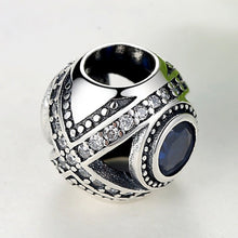 Load image into Gallery viewer, Single Blue Stone Spherical Silver Evil Eye Charm Bead - Charm Bead