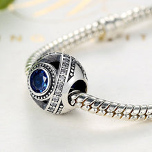 Load image into Gallery viewer, Single Blue Stone Spherical Silver Evil Eye Charm Bead - Charm Bead