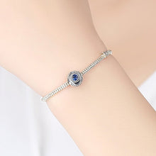 Load image into Gallery viewer, Single Blue Stone Spherical Silver Evil Eye Charm Bead - Charm Bead