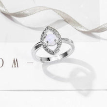 Load image into Gallery viewer, Single White Stone Evil Eye Silver Ring - Ring7