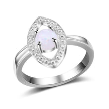 Load image into Gallery viewer, Single White Stone Evil Eye Silver Ring - Ring7