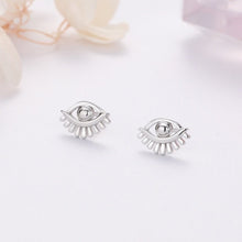 Load image into Gallery viewer, Solid Silver Evil Eye with Lashes Silver Earrings - Earrings
