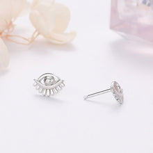 Load image into Gallery viewer, Solid Silver Evil Eye with Lashes Silver Earrings - Earrings