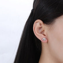 Load image into Gallery viewer, Solid Silver Evil Eye with Lashes Silver Earrings - Earrings