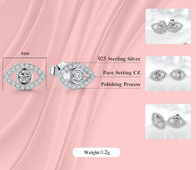 Load image into Gallery viewer, Sparkling White Stones Eye Shaped Evil Eye Silver Stud Earrings - Earrings