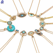 Load image into Gallery viewer, Stone Studded Abstract Evil Eye Pendant Necklace - Jewellery