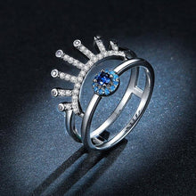 Load image into Gallery viewer, Stone Studded Evil Eye with Lashes Silver Ring - Ring6